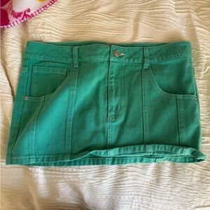 Green Denim Mini Skirt